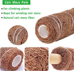 YEAJON 4 Pcs 15.7 Inch Coir Moss Totem Pole Monstera Plant Support with 2 Pcs 32.8ft Jute Rope, Plant Stakes for Indoor Plants Climbing, Support Extension(4 Packs 15.7 Inch)