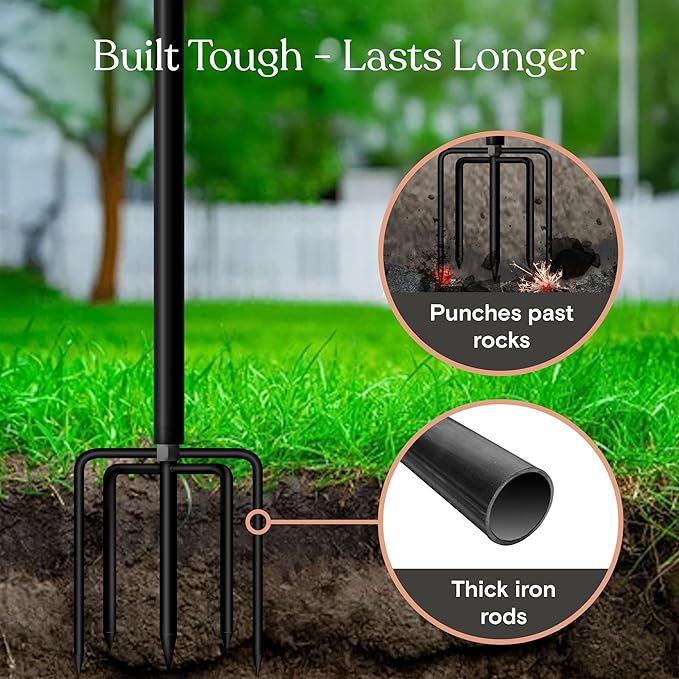 Brightech 4-Pack 10FT String Light Poles for Outdoor Use, Heavy Duty Metal Poles with Fork Base for Hanging Patio Lights, Adjustable for Garden, Backyard, Porch, or Fence Lighting Decor