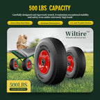 (2 Pack) 4.10/3.50-4 Flat Free Tire and Wheel 10-Inch Solid Wheel Replacement with 5/8 Extra 3/4 &1/2 Bearings,2.2" Offset Hub -Compatible with Hand Truck,Wheelbarrow(Wave,Red)