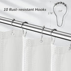 Stall Waterproof Shower Curtain Waffle Weave 60 Inches Beige Heavy Duty for Bathroom, Machine Washable 256GSM Modern Shower Curtains with 10 Metal Hooks, 60Wx72H