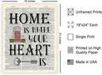 Poster Master Dictionary Art Poster - Home Is Where Your Heart Is Print - Motivational Art - Gift for Men & Women - Inspiring Wall Decor for Dorm, Bedroom or Living Room, 18x24 Unframed Wall Art