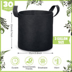 Boao 30 Pack 3 Gallon Grow Bags Aeration Fabric Pots for Plants with Handles Thickened Non Woven Grow Pots Bulk Plant Bags for Garden Vegetable Flower