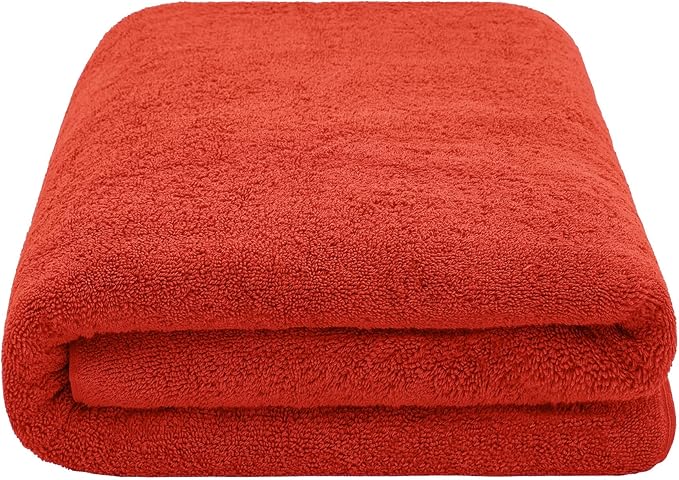 American Soft Linen Oversized Bath Sheet 40x80 Extra Large for Bathroom, 600 GSM 100% Cotton Turkish Jumbo Bathsheet Towels for Adults, Red Bath Sheet