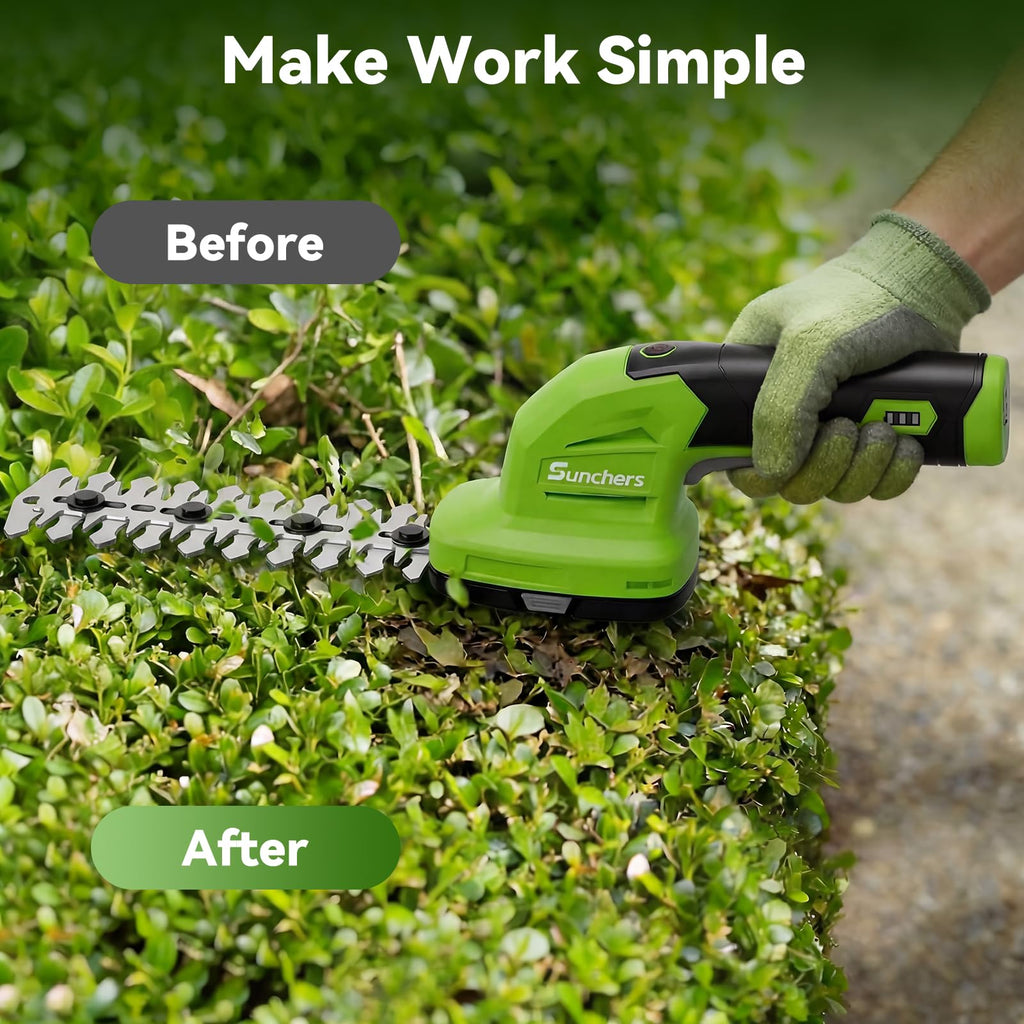 2 in 1 Hedge Trimmer Cordless, 7.2V Electric Grass Cutter Hedge Shears, Handheld Shrub Bush Trimmer, Lightweight Grass Shears, Rechargeable Yard Tool Battery & Type-C Cable, Gift for Men, Dad, Husband