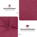 Porch Swing Cushions,Outdoor Cushions 3 Seater Replacement with Backrest, Waterproof Thickened Bench Cushion with Ties for Porch, Patio,Outdoor, Backyard and Garden (Wine Red 40 * 40 in)