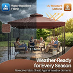 Flexzion Gazebo Cover Replacement Canopy Top 8x8 Ft (2.4m x 2.4m) - Double Tier Top Canopy Cover Replacement with UV30+, Dirt, Water Resistant for Outdoor, Sunshade, Garden, Patio, Pavilion (Brown)