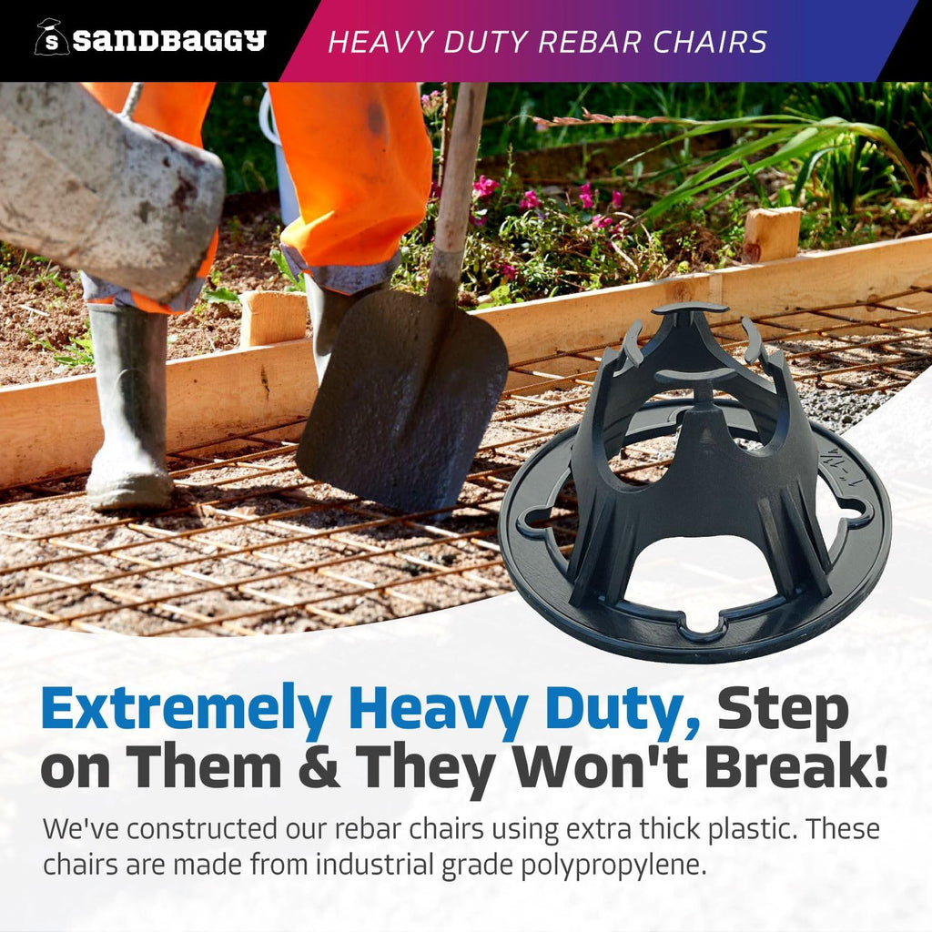 Sandbaggy Plastic Rebar Support Elevates 1" or 1-1/4" - Concrete Support for Rebar #3 to #5 and Steel Wire Mesh (80, 1" - 1.25" Support)