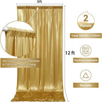 10x12ft Gold Sequin Backdrop Curtain Panels for Parties, Wrinkle Free Glitter Photo Backdrop Drapes 2 Panels 5x12FT Shimmer Back Drop Cloth for Wedding Birthday Christmas Photography Background