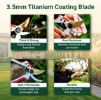 Gardeness Titanium Bypass Pruning Shears- SK5 Steel Garden Clippers For Gardening, Florist cutters-Floral Secateurs with Soft Comfort Grip Handles for Trimming Flowers, Branches, Shrubs and Plants