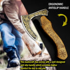 SHINY CRAFTS-Viking axe bearded axe tomahawk birthday gifts-Viking Axe with Carbon Steel Head and Ash Wood Handle is black polished, Viking Gifts for Men with Premium Quality Leather Sheath (SCA-0025)