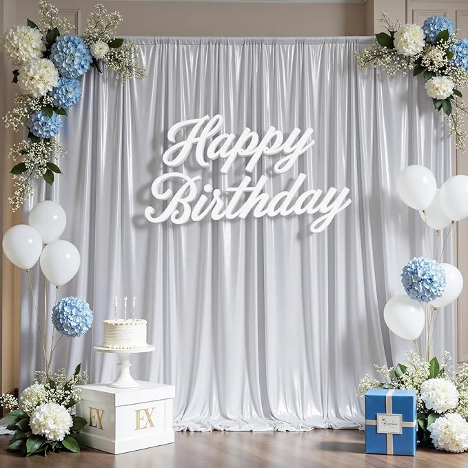 10ftx10ft Sequin Silver Backdrop Curtain for Parties, Wrinkle Free Thick Glitter Photo Backdrop Drapes 2 Panels 5x10FT Shimmer Back Drop Cloth for Wedding Birthday Christmas Photography Background