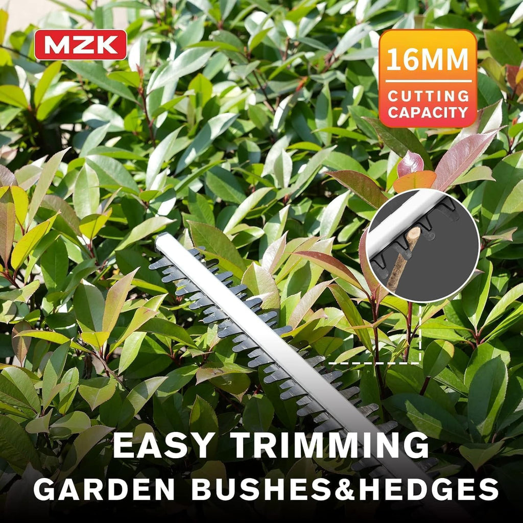 MZK 20V Cordless Hedge Trimmer, Bush & Shrub Cutter, 23-Inch Blade