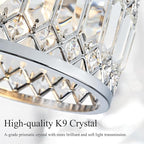 Crystal Chrome Ceiling Light, Modern Semi Flush Mount Ceiling Lighting Fixture, Round Hallway Lighting Fixtures for Entryway Kitchen Bedroom Laundry Room, 1-Light, 11.4 Inch
