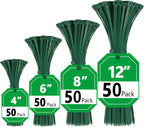Green Zip Ties, Zip Ties Assorted Sizes 4/6/8/12 inch, 200 Pack, 18-50 lb Tensile Strength, Zipties, Green Cable Ties for Christmas, Garden, Plants, Floral Arrangements by Glufirm