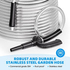 SPECILITE Metal Garden Hose 50ft Heavy Duty 304 Stainless Steel Water Pipe for Yard, Outdoor, RV - Durable, Tough & Flexible, Kink & Tangle Free, Pet-proof, Puncture Resistant with Independent Grip