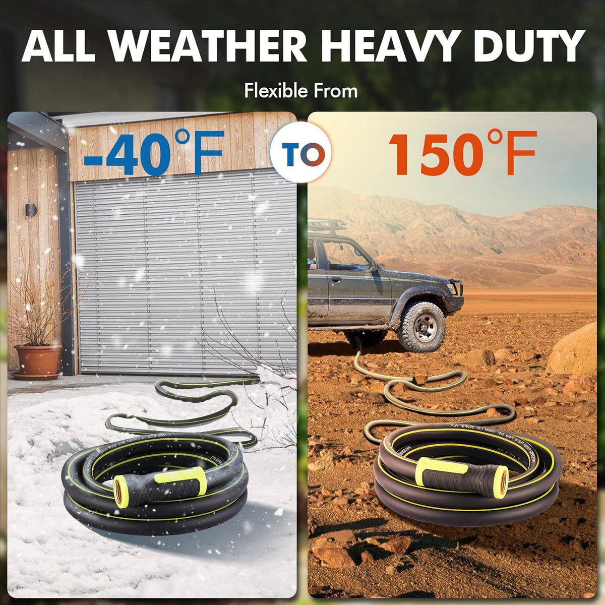 Garden Hose 50FT - PHLEX PRO Heavy-Duty Premium 5/8'' Rubber 3-Layer Water Hose - Innovation Flexible Hybrid Lightweight Water Hose, Full Brass Male to Female Fittings (RyobiGreen)