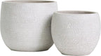 Olly & Rose Barcelona Ceramic Plant Pot Set 2 - White Flower Pots - Indoor & Outdoor Planters (White)