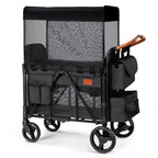 Wagon Stroller for 2 Kids, High Seat & 5 Point Harness, Foldable All-Terrain Wagon for Toddler with Canopy, Parent Organizer, Shoulder Bag, Adjustable Handlebar, Ultimate Double (Black)