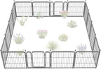 FXW Garden Fence Outdoor for The Yard – 24in(H) x 30.4ft(L) Heavy Duty Metal Animal Barrier for Dog and Rabbit, Decorative Dog Fence, 16 Panels, Silver