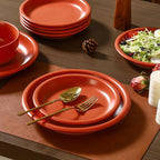 GZG 10.25-Inch Ceramic Dinner Plates Set of 4, Rustic Matte Glaze Terracotta Stoneware Plates for Main Course & Everyday Meals, Microwave & Dishwasher Safe(Terracotta Blush)