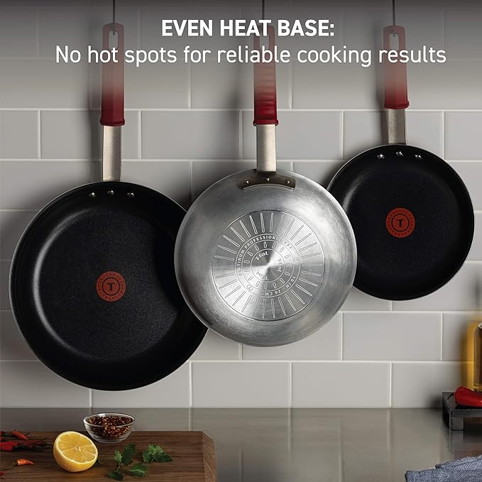 T-fal Professional VX3 Brushed Nonstick Fry Pan with Stainless Steel Handle 10 Inch, Oven Broiler Safe 400F, Cookware, Pots and Pans, Frying Pan, Restaurant Grade, Certified by the NSF and CBA, Black
