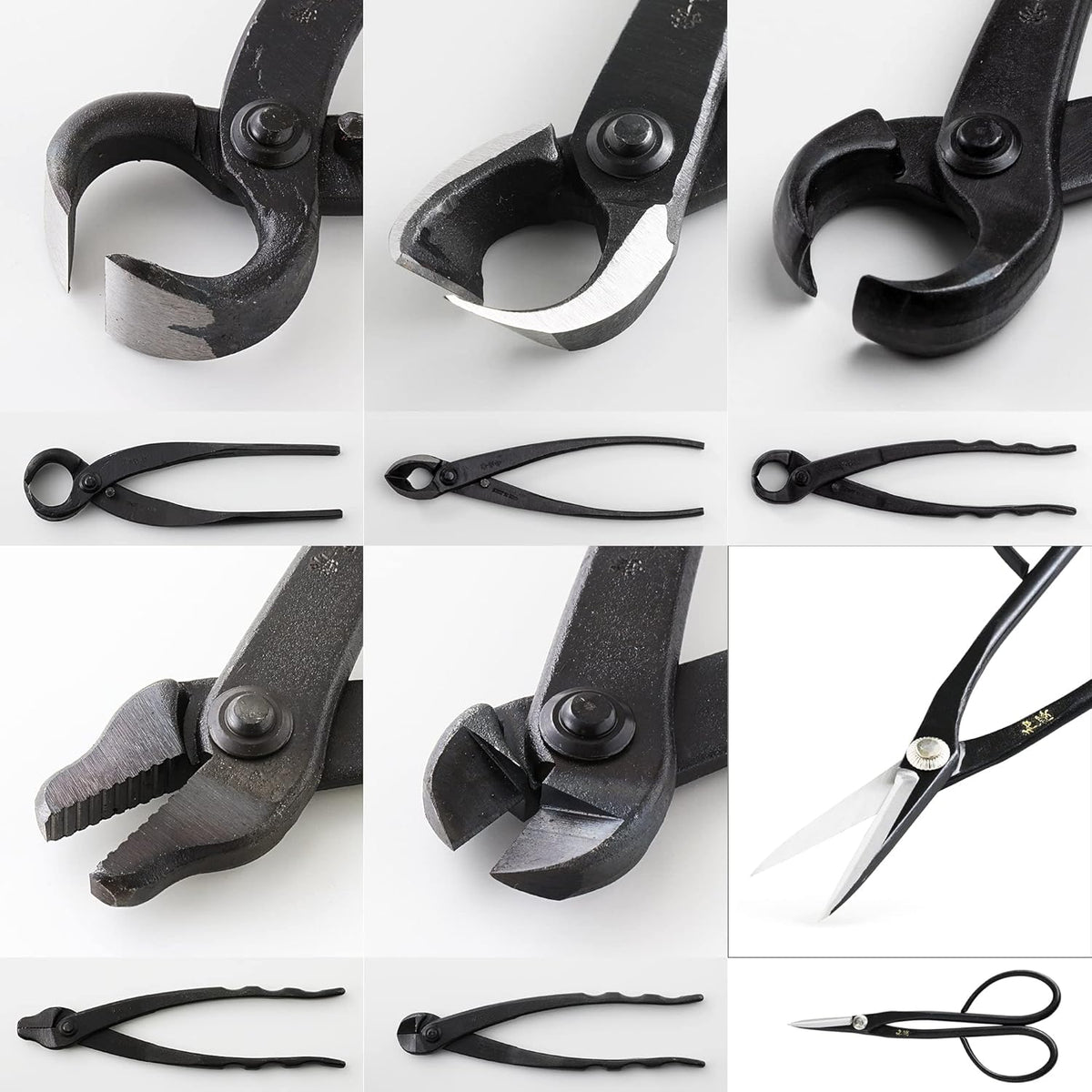 Wazakura Made in Japan 6PCS Bonsai Professional Tool Kit with Roll Bag: Japanese Yasugi Steel Satsuki Bonsai Scissors, Concave Branch Cutter, Knob Cutter, Jin Plier, Wire Cutter, Root Cutter