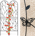 2 Pack Metal Garden Trellis 86.7" Tall Outdoor Climbing Plant Support for Roses, Flowers, Rustproof Durable Black Galvanized Tube, Lawn Garden Fence Decor Screen (2, Black flutter-86.7" H)