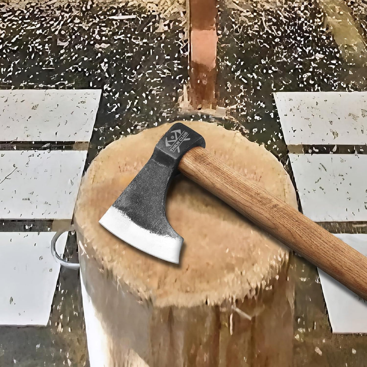 Professional Throwing Axes, 16.1" Throwing Tomahawk Axe with 1065 High Carbon Steel & Wooden Handle, Perfect for Axe Throwing Game for Backyard, Competition and Recreation