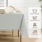 puredown® Rustic Square Tablecloth, Waterproof Cotton Linen Tablecloth with Tassel, Wrinkle Free Farmhouse Table Cloths for Kitchen Dining Outdoor, 55"x55",4 Seats, Gray