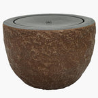 Sunnydaze Outdoor Water Fountain with LED Light - Polystone Oval Bowl Bubbler Water Feature with Pump - 13" H - for Patio, Garden, Deck, Relaxation and Stress Relief - Brown