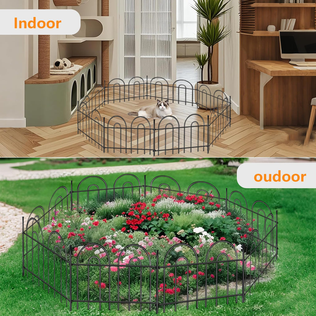 45ft X 13in Animal Barrier Fence, 32 Panels No Dig Fence for Dogs Rabbit, Anti Digging Defense Barrier Garden Edging Border, Rustproof Metal Arched Decorative Garden Fencing for Outdoor, Yard, Lawn