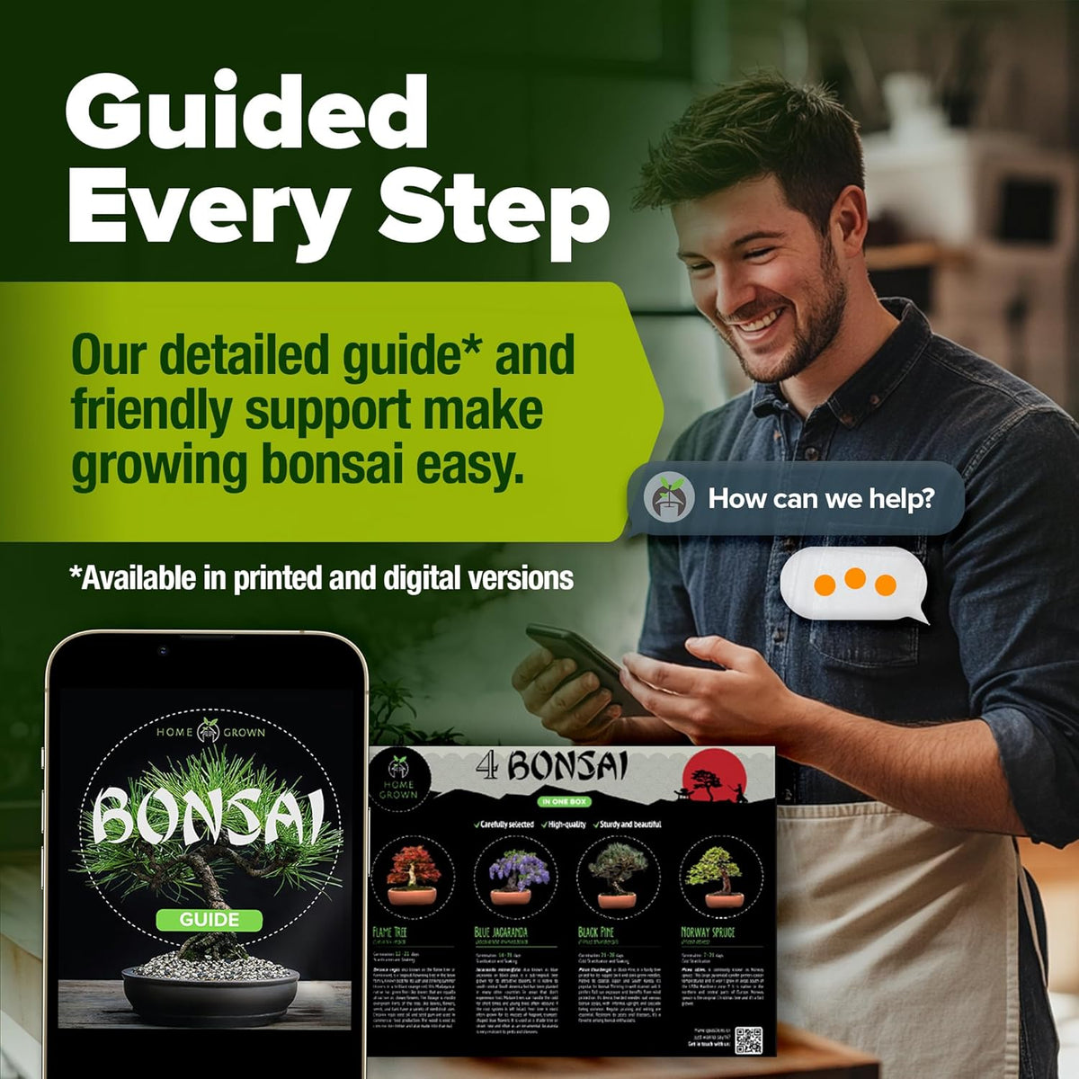 Bonsai Tree Kit 𝗨𝗦𝗔 Gifts for Men & Women - Grow 4 Bonsai Trees - Unique Gardening Crafts for Adults, DIY Hobbies for Plant Lovers & Gardeners - Unusual Christmas Gift Ideas for Mom & Dad