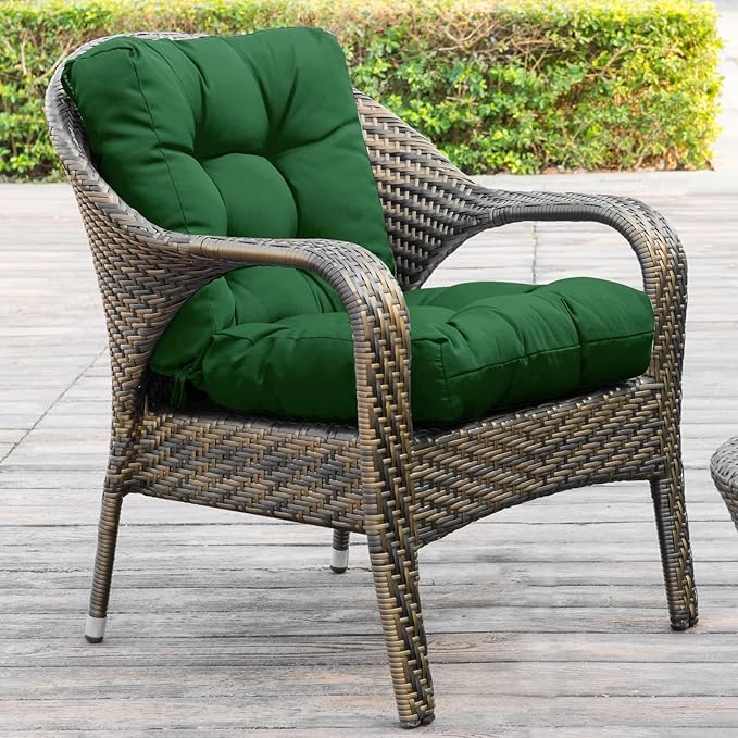 QILLOWAY Outdoor Chair Cushion for Patio Furniture, Waterproof Patio Cushions with Ties, Fade Resistant Replacement Pads for Outdoor Rocking Chairs,Mallard, Forest Green