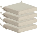 Outdoor Chair Cushions Set of 4,350GSM Fabric,Water-Resistant UV Resistant Weather Resistant with YKK Zippers, Square Corner Patio Chair Cushions with Ties, 20"x20"x3.1",Sand