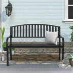 Maemttes Outdoor Bench Garden Bench, Weatherproof Anti-Rust Heavy-Duty Outside Benches Clearance, Wrought Iron Metal Bench for Front Porch, Patio, Park