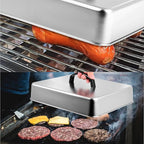 Rectangular Basting Cover, Stainless Steel Grill Cover Lid for Outdoor Cooking, 13"(L) x 11.2"(W) x 2.5"(H), Cheese Melting Dome, Keeps Cooked Food Warm, 1 Pack