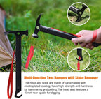 Eurmax USA Hiking Camping Tent Stakes and Hammer Set Lightweight Multi-Function Tent Hammer with Tent Stake Remover,Tent Pegs for Camping, Hiking, Backpacking, Gardening(Red Stakes)