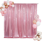 SquarePie Sequin Backdrop Less Transparent Background Sparkly Curtain for Wedding Party 6FT x 8FT Fuchsia Pink