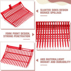 Lasnten 6 Pcs Manure Fork Replacement Head, 18 Tines Pitchfork Head with Screws and Nuts, Horse Manure Rake for Picking up Grass and Hay(Red)