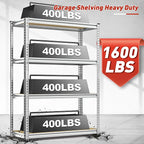 REIBII Storage Shelves Adjustable Metal Shelving 1600LBS Garage Shelves Industrial Metal Shelves 4 T ier Garage Shelving for Kitchen Pantry Closet, Sliver, 11.8" D x 23.6" W x 56.7" H