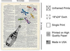 Poster Master Dictionary Art Poster - Champagne Bottle Print - Dragonfly Art - Alcohol Art - Gift for Men, Women & Bartender - Great Decor for Bar, Kitchen or Restaurant, 18x24 Unframed Wall Art