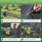 FEED GARDEN 4FT x 100FT Landscape Fabric Weed Barrier Fabric, Heavy Duty 3.2oz Ground Cover Geotextile Fabric for Gardening, with 30 U-Shaped Stakes (2 Pack 4x50FT)