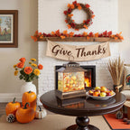 Fall Snow Globe Lantern Thanksgiving Pumpkins and Squirrels Water Lantern with Swirling Glitter 6H Timer Remote Control Fall Decorations for Home Thanksgiving Autumn Harvest (Pumpkin and Squirrel)