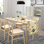 Bee Sunflower Table Runner, Farmhouse Orange Honeycomb Vintage Spring Summer Flowers Print Table Cover for Party Wedding Home Kitchen Dining Table Decor, 13x70inch