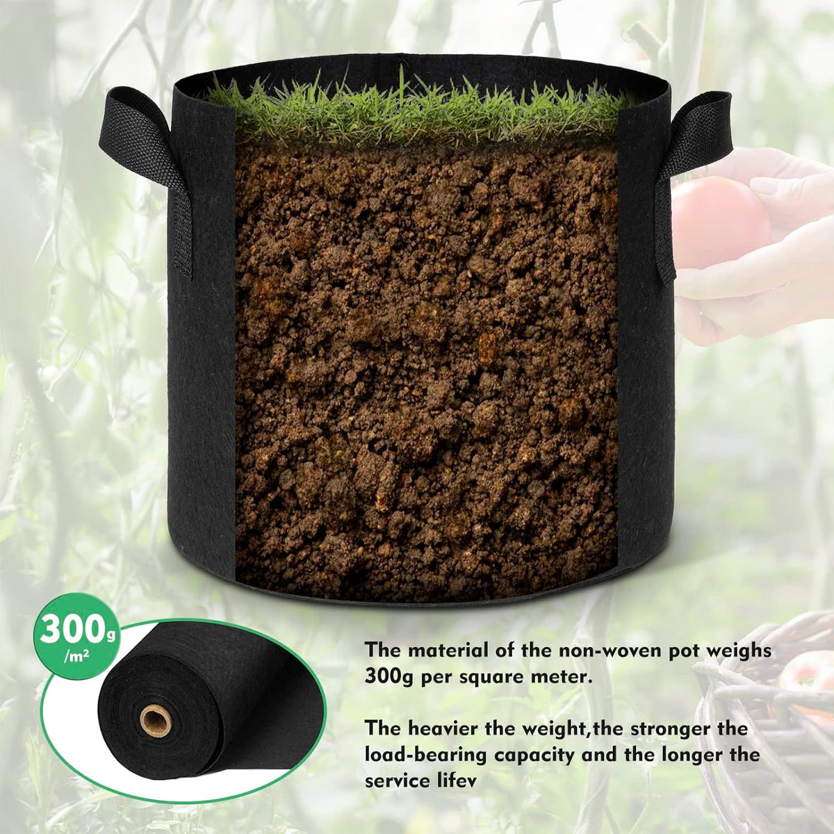WEIFENG 3-Pack 20 Gallon Grow Bags Thickened Large Flower Pots Outdoor Fabric Pot with Handles
