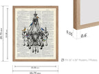 Poster Master Dictionary Art Poster - Antique Chandelier Print - Bird Art - Baroque Art - Gift for Men & Women - Chic Decor for Living Room, Dining Room, Bedroom or Kitchen, 16x20 Beige Framed