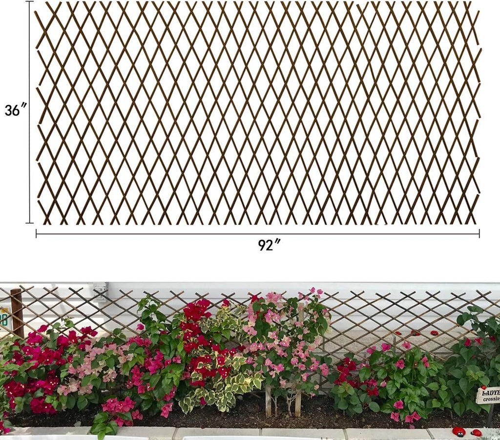 Expandable Garden Trellis Plant Support Willow Lattice Fence Panel for Climbing Plants Vine Ivy Rose Cucumbers Clematis