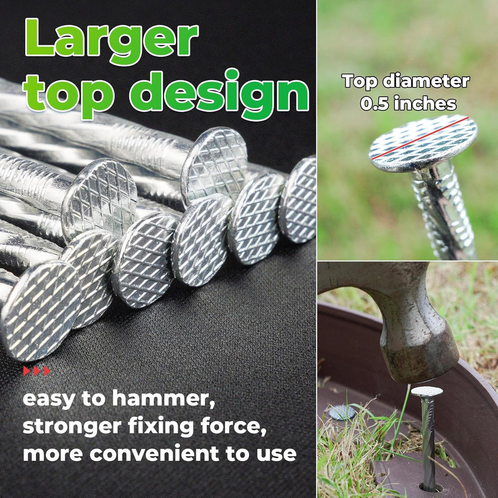 6.3-Inch Galvanized Heavy-Duty Landscape Stakes, (300-Pack) Spiral Metal Turf Spikes for Artificial Grass, Paver Edging, Weed Barrier, Securing Fences and More