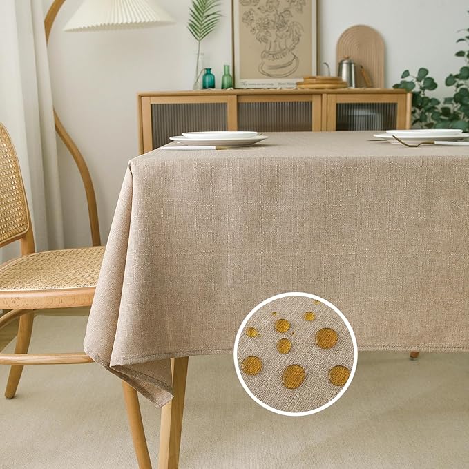 NLMUVW Linen Tablecloth for Square Tables - Burlap Textured Table Cloth Water Resistant Farmhouse Decorative Table Cover for Dining Kitchen Card, 42 x 42 Inch