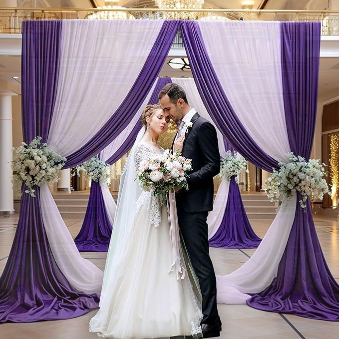 10 x 7 Feet Purple Backdrop Curtain for Partie, Background Curtains for Photoshoot, Birthday, Wedding, Halloween, Thanksgiving, Christmas Day, New Year Party Decorations 5Ft x 7Ft, 2 Panels